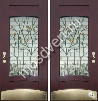 Элитная парадная железная дверь МДФ с витражами - купить от производителя Мосдвери Элитная парадная железная дверь МДФ с витражами